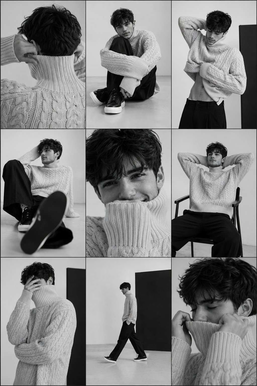 A premium minimalist black and white editorial fashion collage featuring the… — AI-generated image by @harboriis using GPT Image 2