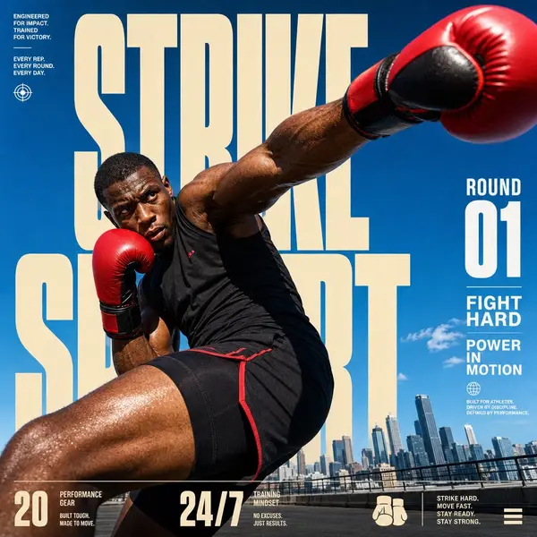 Create a 4:5 full-bleed editorial action poster for STRIKE SPORT. The brand's… — GPT Image 2 prompt by @im_shahid7