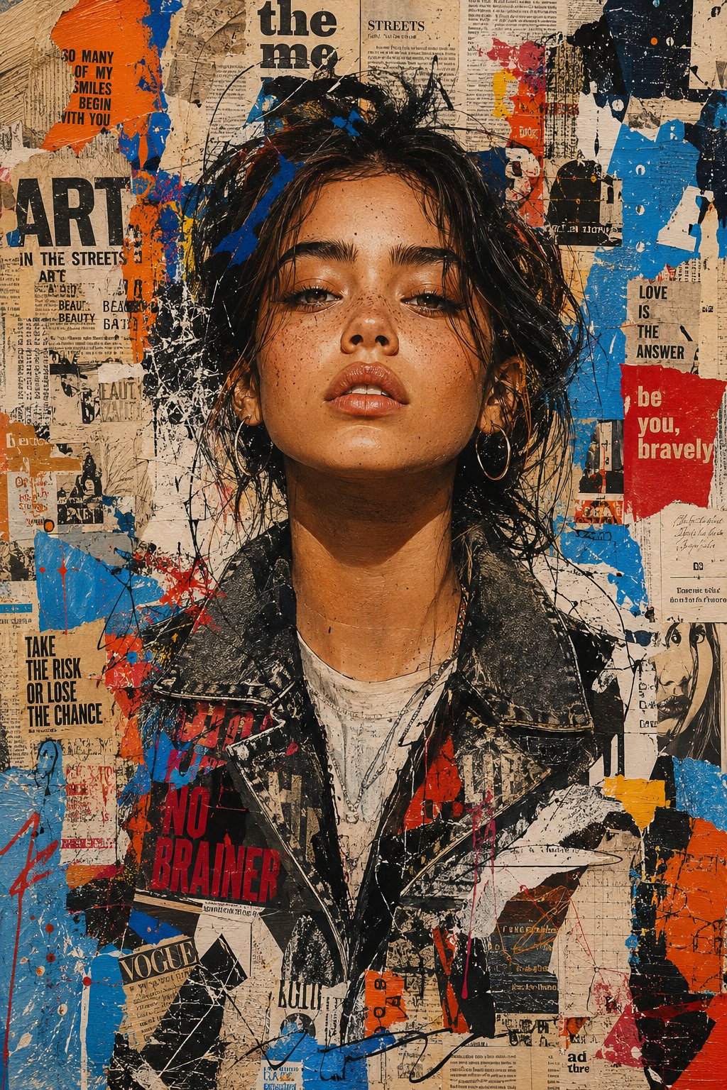 Ultra-detailed mixed-media urban portrait of a stylish young person, centered… — AI-generated image by @MissDelulu9 using GPT Image 2