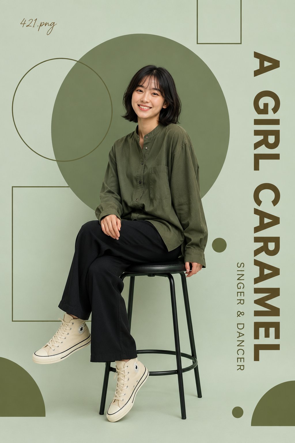 A premium minimalist editorial portrait poster featuring a cheerful young woman… — GPT Image 2 prompt by @harboriis