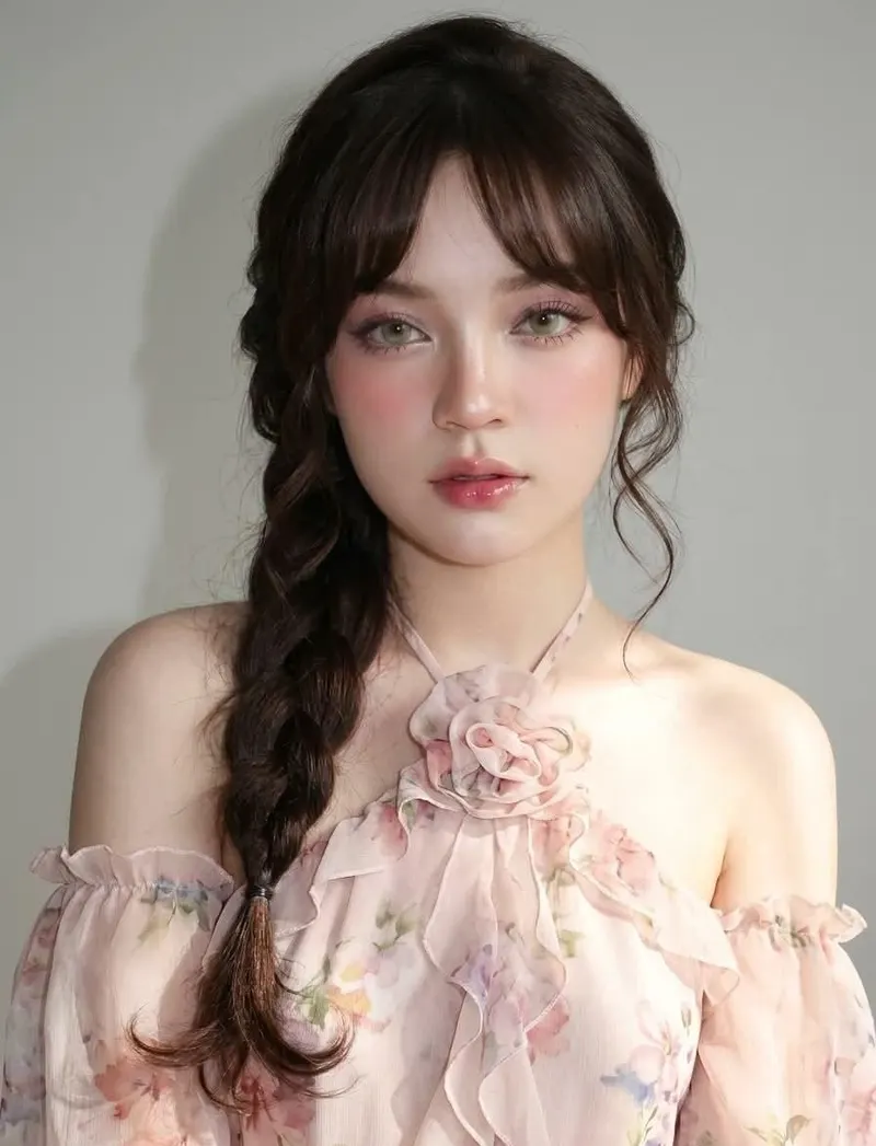 Ultra-realistic portrait of a young woman against a plain light gray wall with… — Seedream prompt by @Kashberg_0