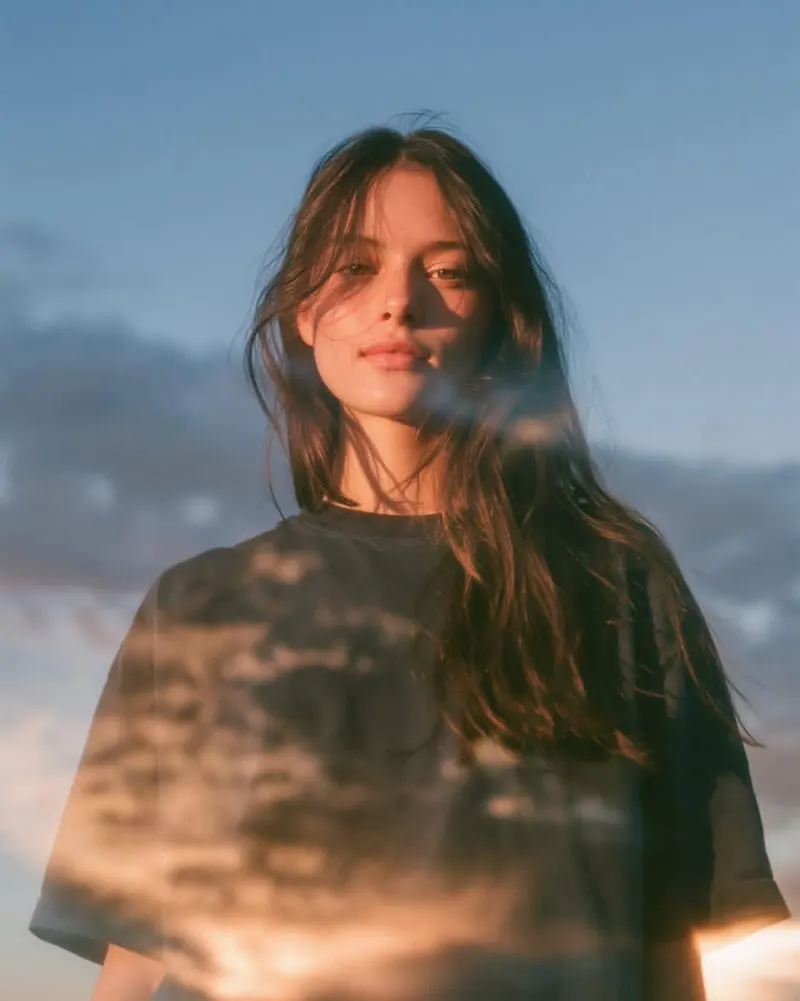 Ultra-cinematic dreamy analog portrait photography of a young woman standing… — GPT Image 2 prompt by @Taaruk_