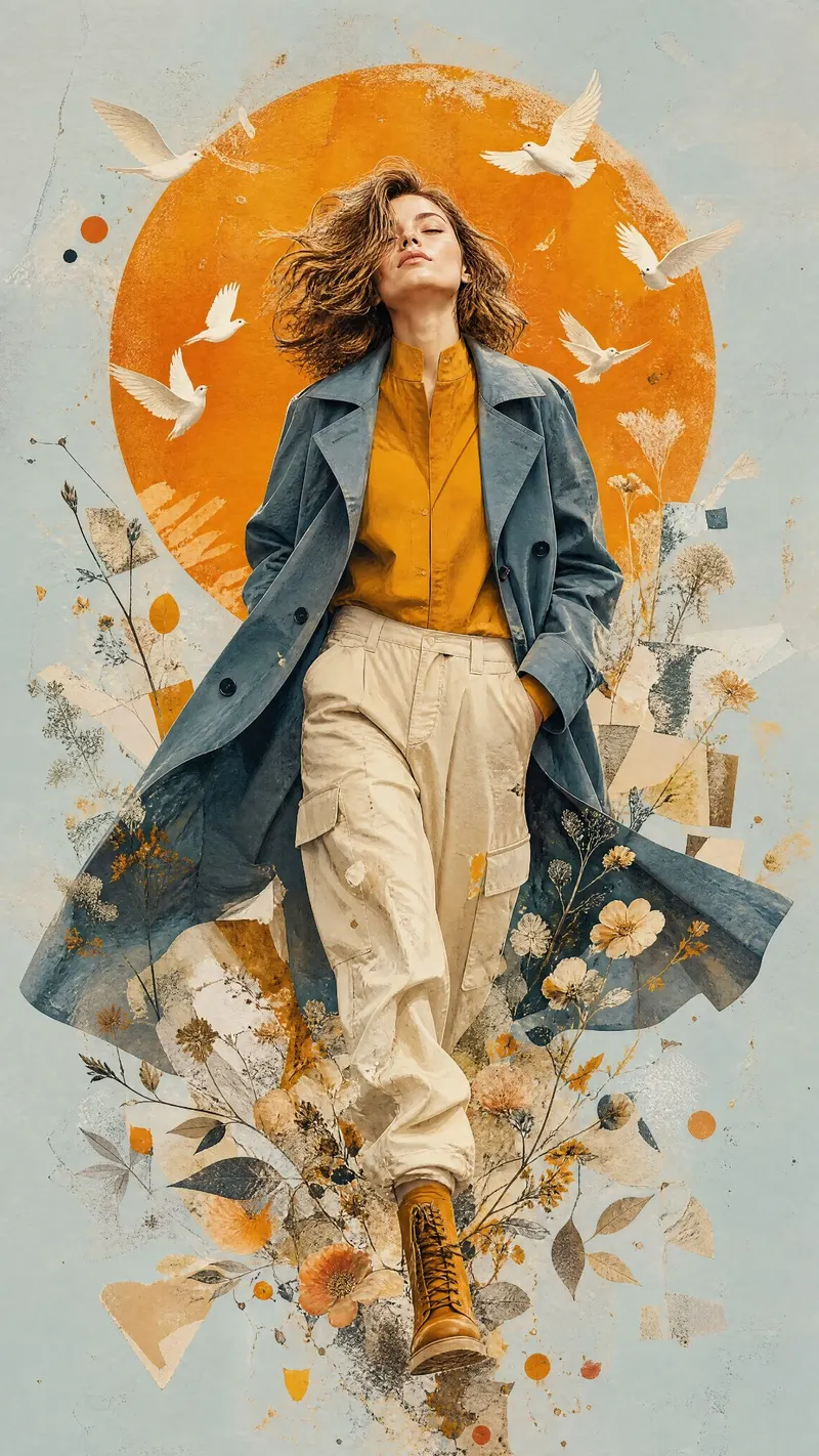 A premium contemporary mixed-media editorial illustration of a woman as the… — GPT Image 2 prompt by @SimplyAnnisa
