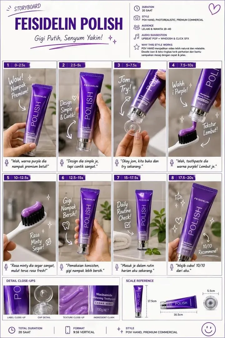 Create a premium commercial storyboard sheet for a luxury toothpaste… — GPT Image 2 prompt by @Strength04_X