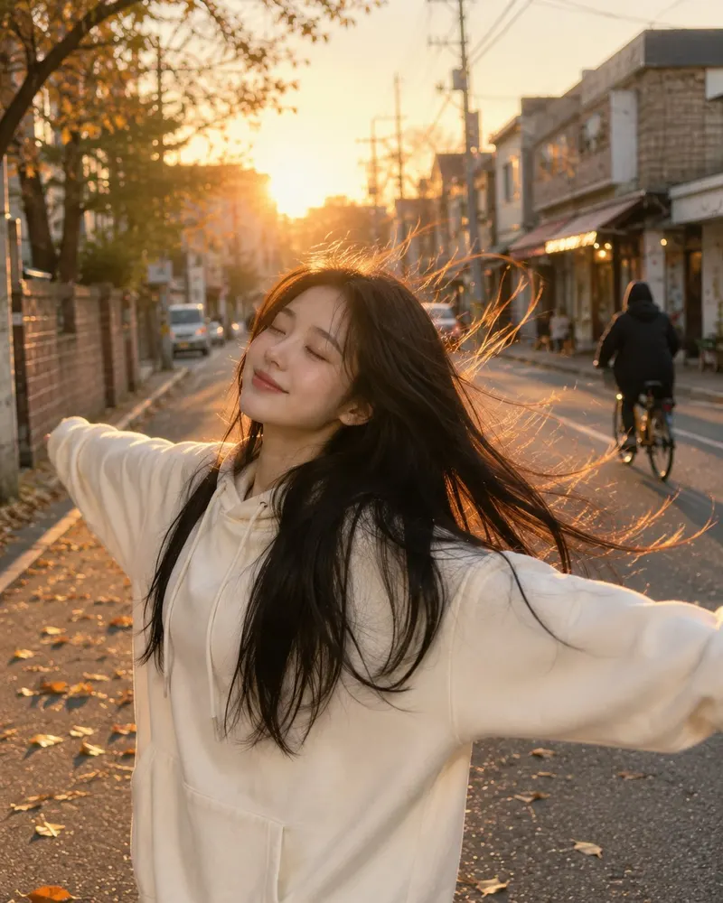 Beautiful young woman with long flowing black hair, wearing an oversized… — GPT Image 2 prompt by @saniaspeaks_