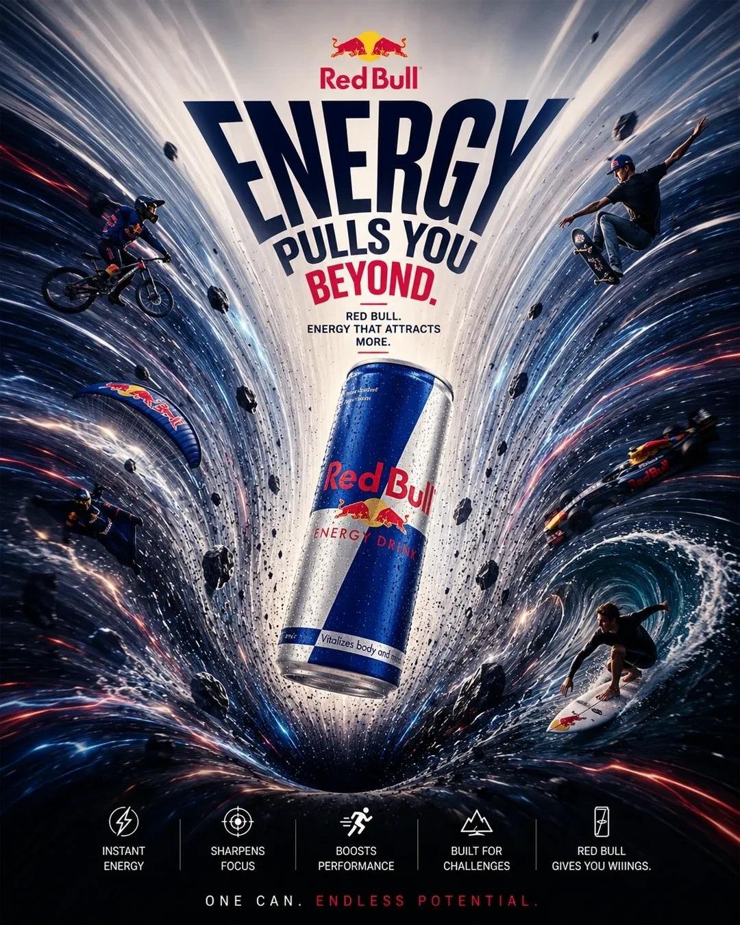 Create a premium 4:5 PRODUCT HAS GRAVITY advertising poster…
