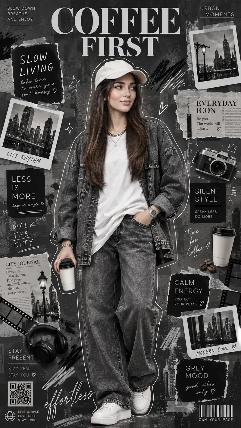 Design a mixed-media editorial fashion collage with the theme Minimalist Urban… — GPT Image 2 prompt by @AiwithLariab