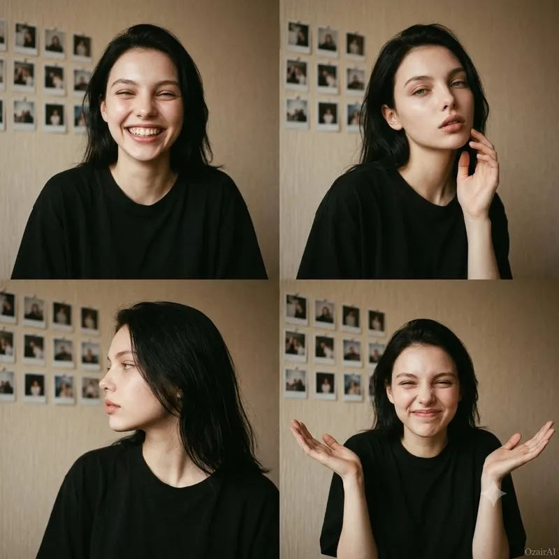 Use the exact same face from the reference image and generate a 4-grid casual… — Nano Banana 2 prompt by @Ozayrr_irl