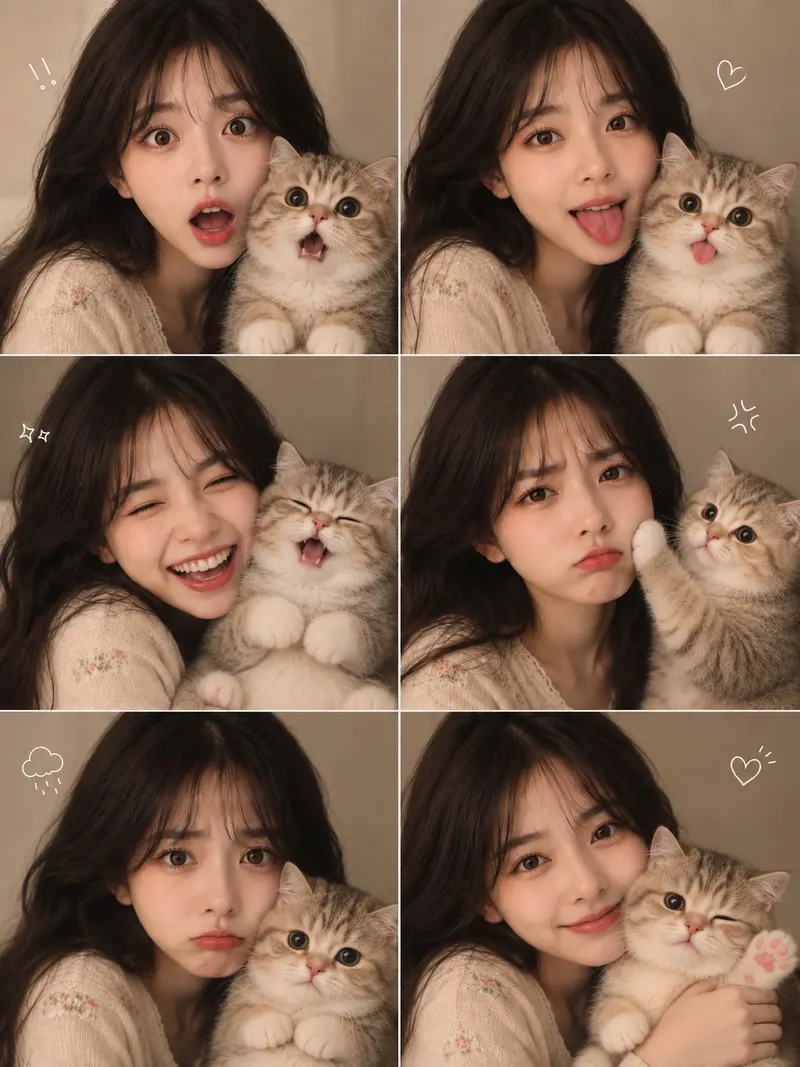 Create an ultra-cute 6-panel photorealistic selfie collage of an adorable young… — AI Model prompt by @MissDelulu9