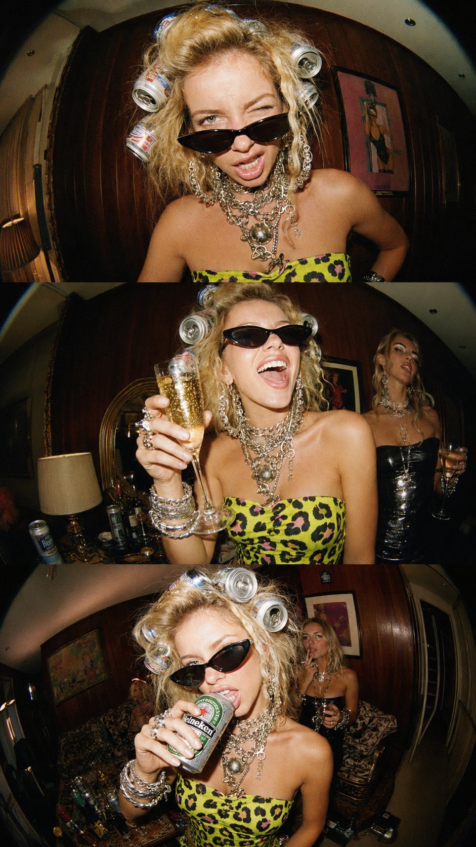 Ultra-realistic 2000s party editorial photo collage, three stacked vertical… — AI-generated image by @MissDelulu9 using GPT Image 1