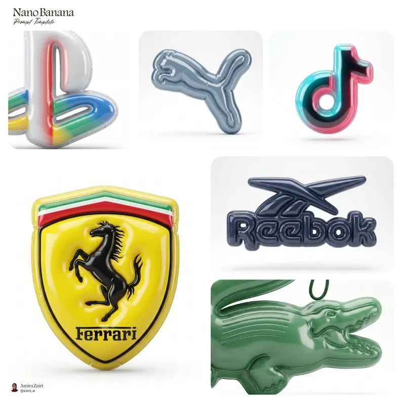 Create a hyper-realistic 3D render of the [logo], crafted as an inflated… — Nano Banana Pro prompt by @azed_ai