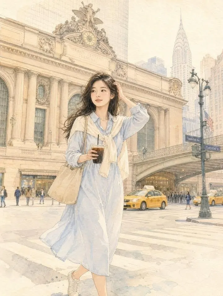 A dreamy hand-drawn watercolor illustration of a beautiful young East Asian… — GPT Image 2 prompt by @kingofdairyque