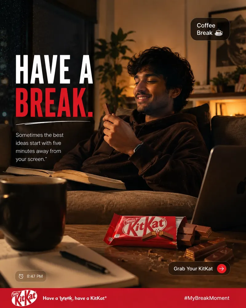 KITKAT — PREMIUM UGC PRODUCT AD ROLE: Act as an award-winning UGC creative… — GPT Image 2 prompt by @Diplomeme