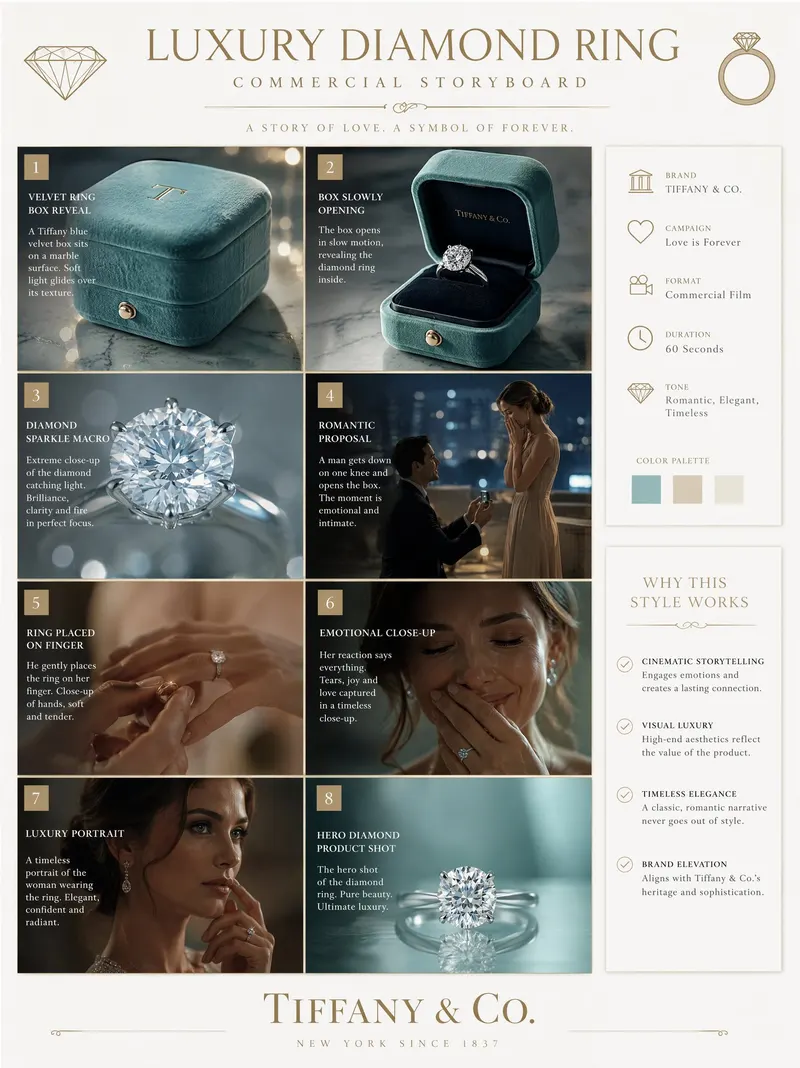 TITLE: Luxury Diamond Ring Commercial Storyboard FORMAT: • Single-page premium… — GPT Image 2 prompt by @Strength04_X