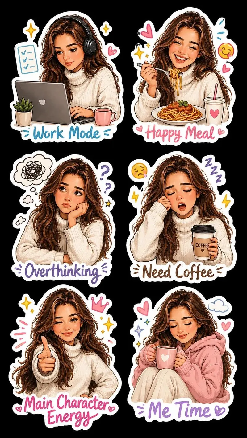 Turn the uploaded photo into a premium sticker sheet featuring the same person… — GPT Image 2 prompt by @oggii_0