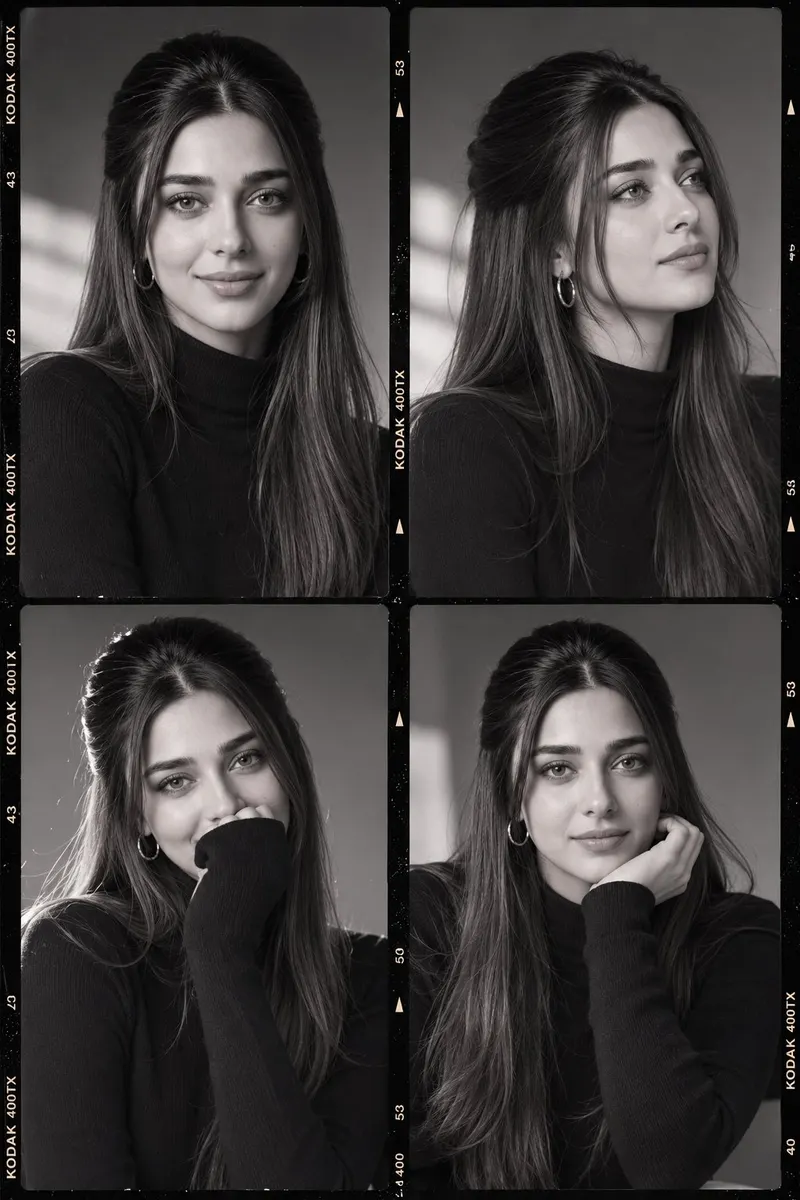 Ultra-viral black-and-white luxury fashion casting contact sheet portrait of a… — GPT Image 2 prompt by @AiwithLariab