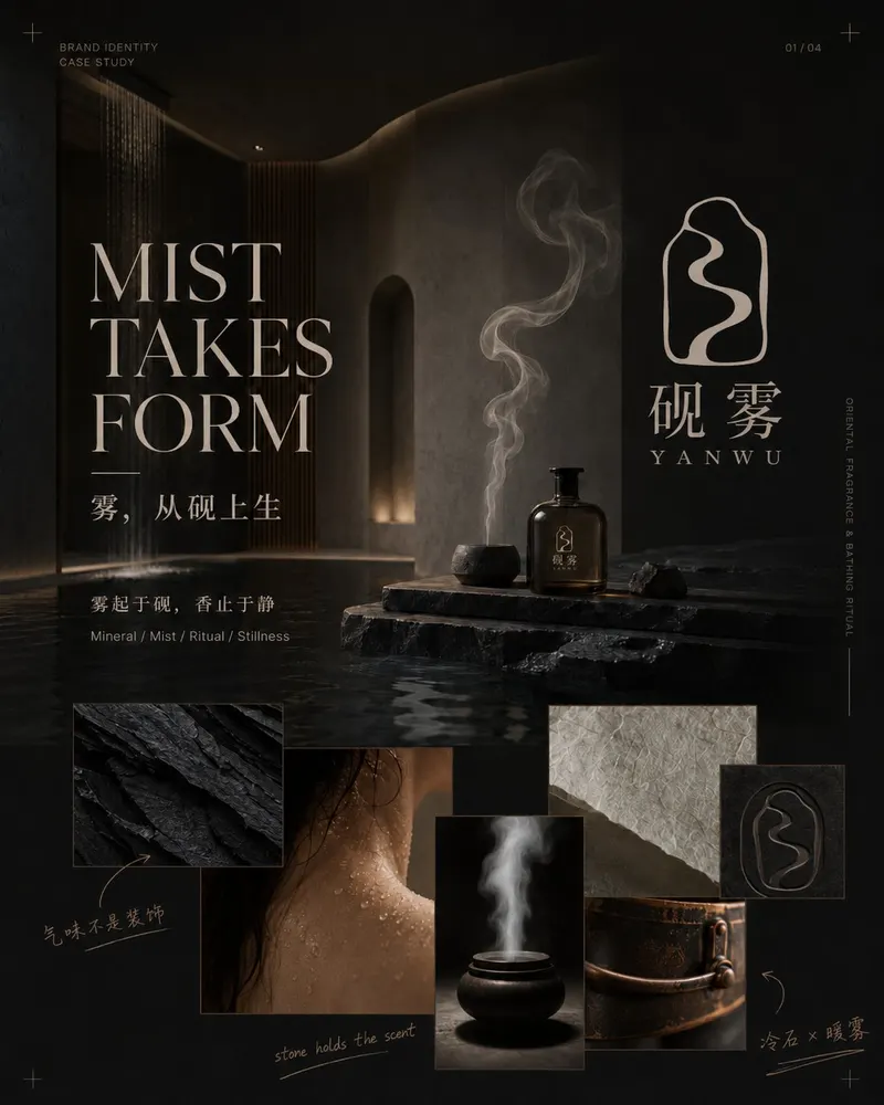你是一名资深品牌设计师、Logo设计师、视觉艺术指导与Editorial版式设计师。 请根据我填写的品牌信息，为同一个品牌直接设计并生成一套【四图品牌视觉识别提… — GPT Image 2 prompt by @MrLarus