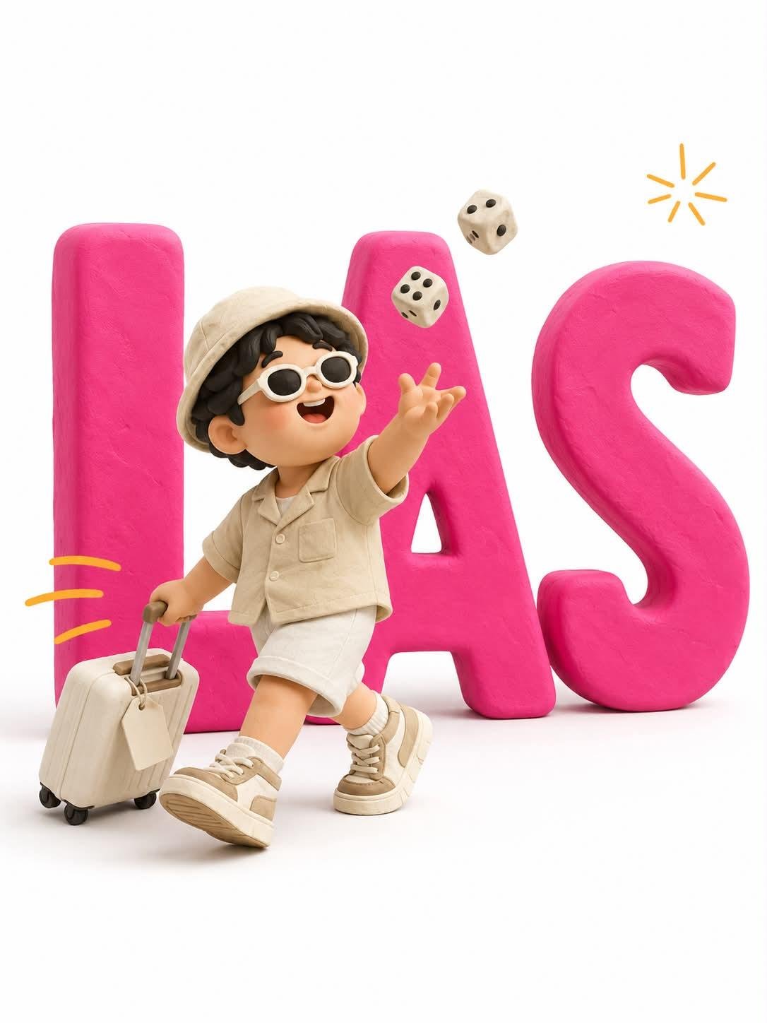 Minimalist 3D clay illustration. Giant bold typography…