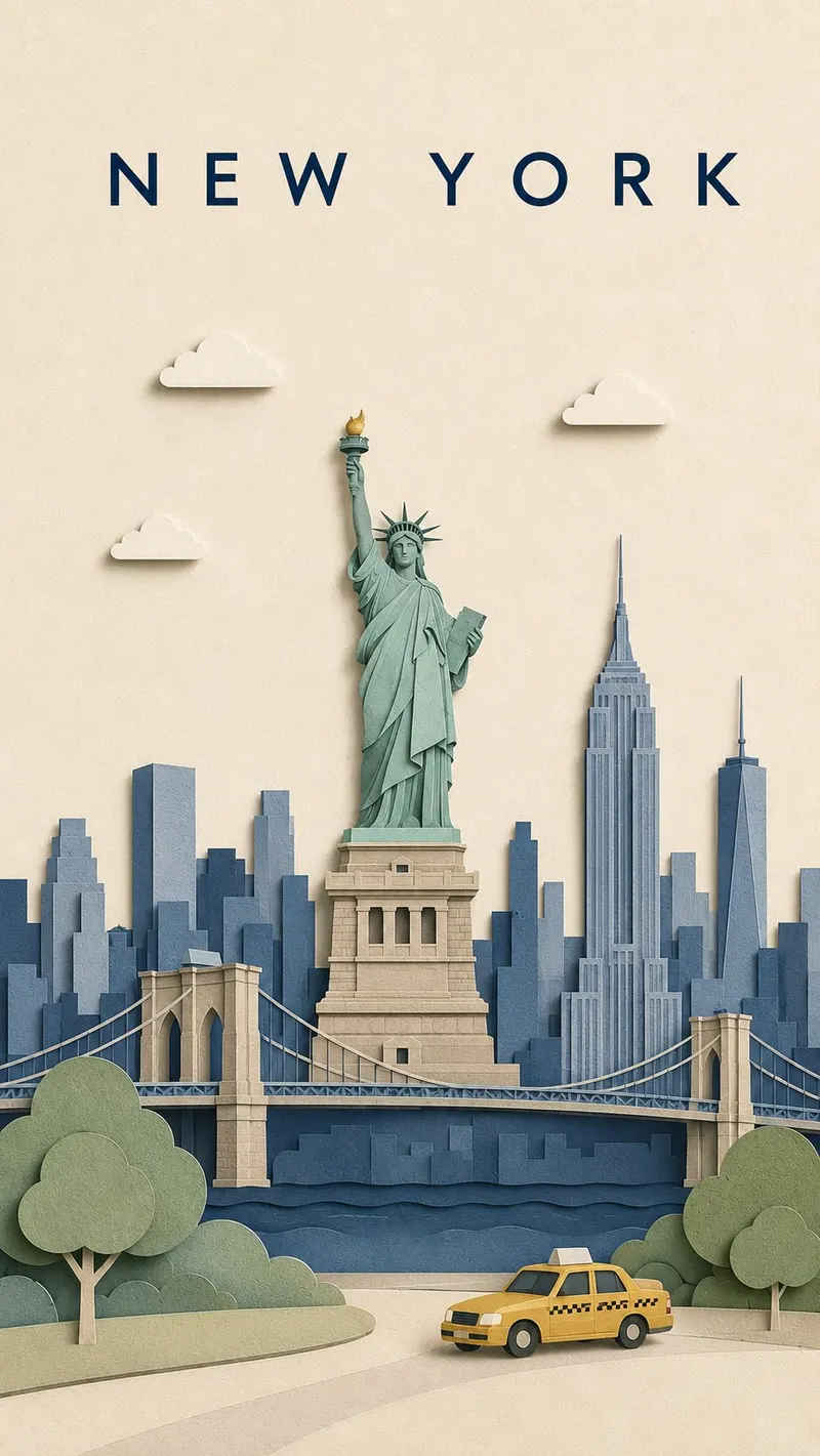 Minimal Layered Paper-Cut Travel Poster for New York City GPT Image 2 Prompt:… — GPT Image 2 prompt by @Goodmanprotocol