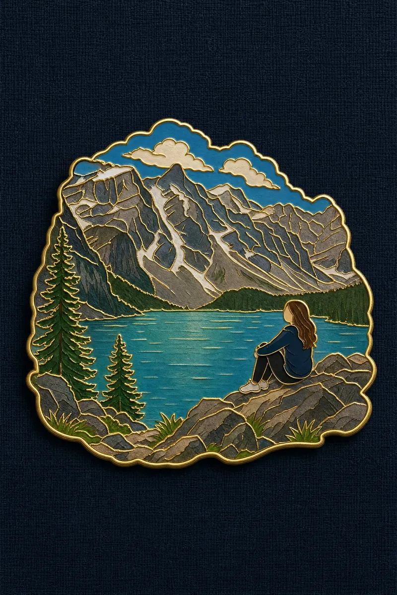 Turn the reference photo into a travel souvenir enamel pin badge. Compose it as… — GPT Image 2 prompt by @Emmma__0