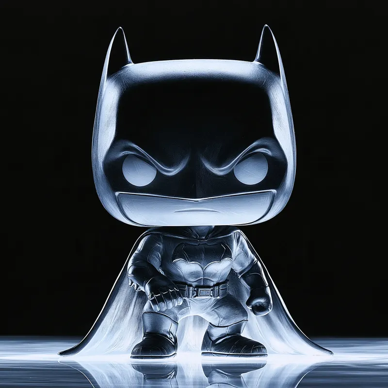 Midjourney --sref 786704155 Glass Double Exposure Overlays Funko Pop Batman,… — Midjourney prompt by @michaelrabone