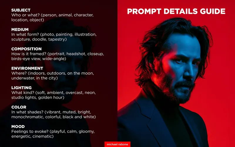 Applying the correct prompt details can help you and your generative AI… — Midjourney prompt by @michaelrabone