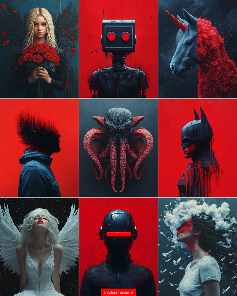 Revisiting My Midjourney V6 Styles Here are 4 favourites (more soon) Style 1… — Midjourney prompt by @michaelrabone