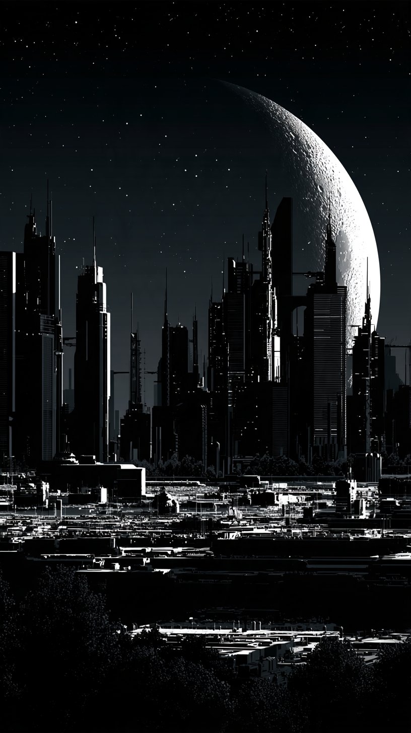 I love retro futures Midjourney V8 Sref Style Share @midjourney Pure black and… — AI-generated image by @carolletta using Midjourney