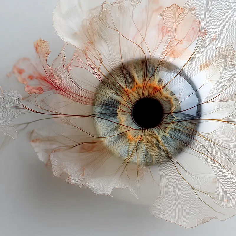 Super macro close-up of pupil and iris surrounded by roots --ar 1:1 --quality 4… — Midjourney prompt by @michaelrabone
