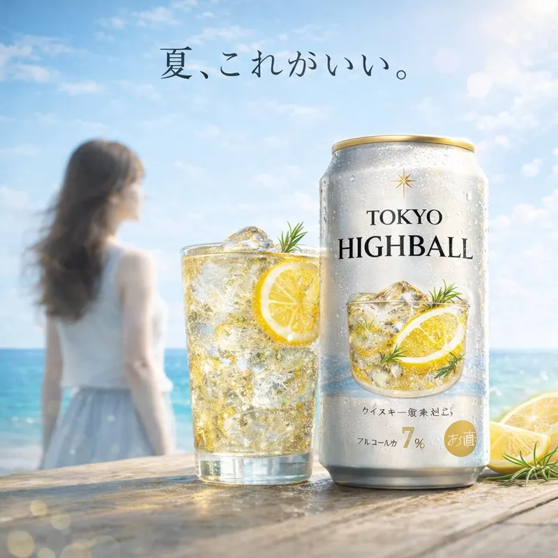 A bright, summery commercial product photography shot featuring a refreshing… — GPT Image 2 prompt by @highball_cho