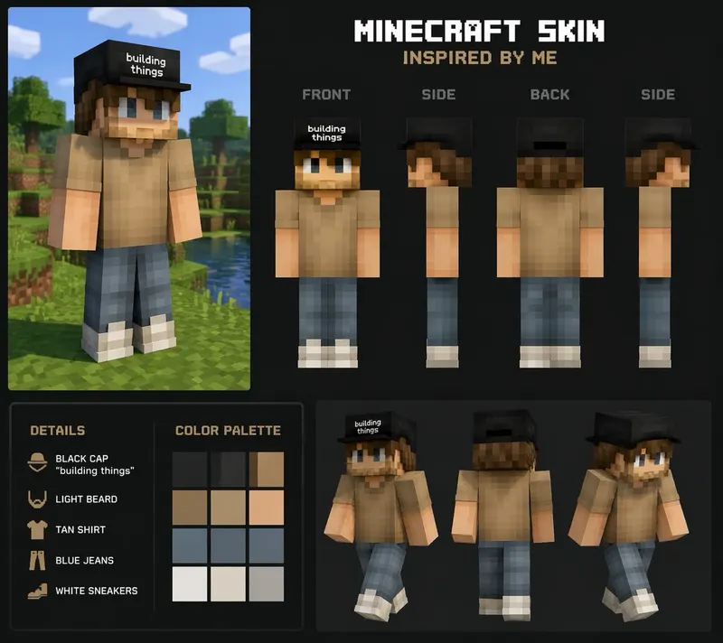 create a minecraft skin inspired by {argument name="reference" default="my… — GPT Image 2 prompt by @nicdunz