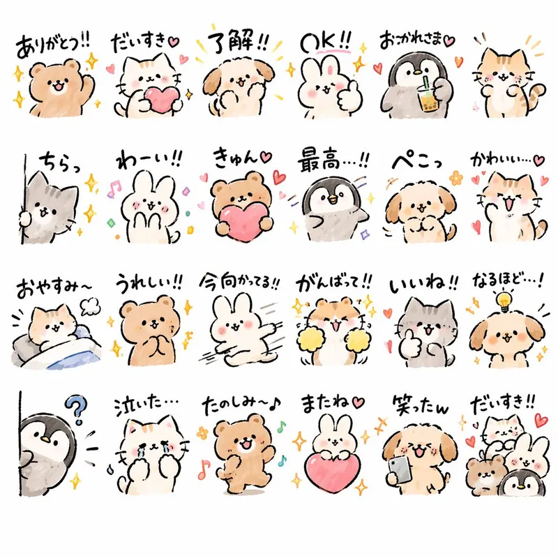 Create {argument name="quantity" default="24"} LINE stickers of {argument… — GPT Image 2 prompt by @midori_tatsuta