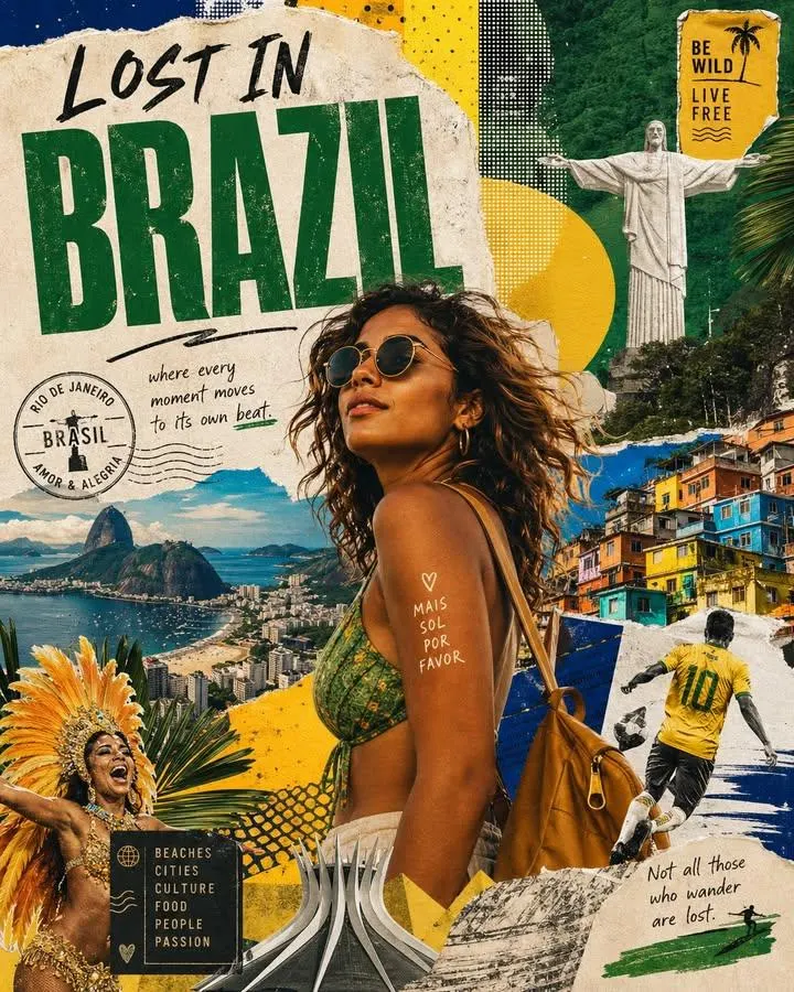 Create a stylized travel poster / graphic collage for [country]. The main… — GPT Image 2 prompt by @SadiaMalik182