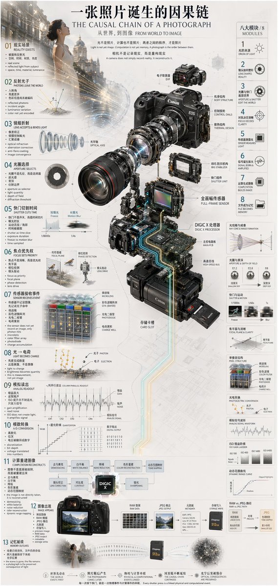 Exploded isometric view of a modern mirrorless camera — AI-generated image by @hx831126 using GPT Image 2