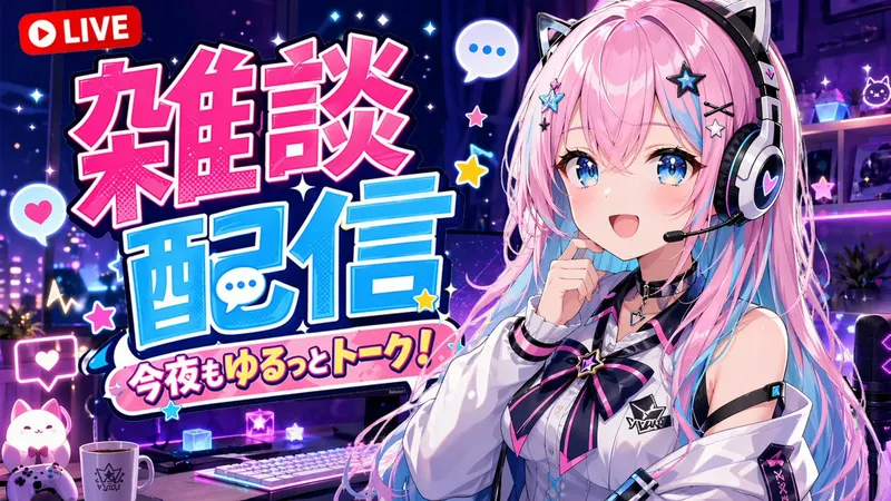 An anime-style YouTube stream thumbnail featuring a cheerful female VTuber. She… — GPT Image 2 prompt by @Yuupapa_free